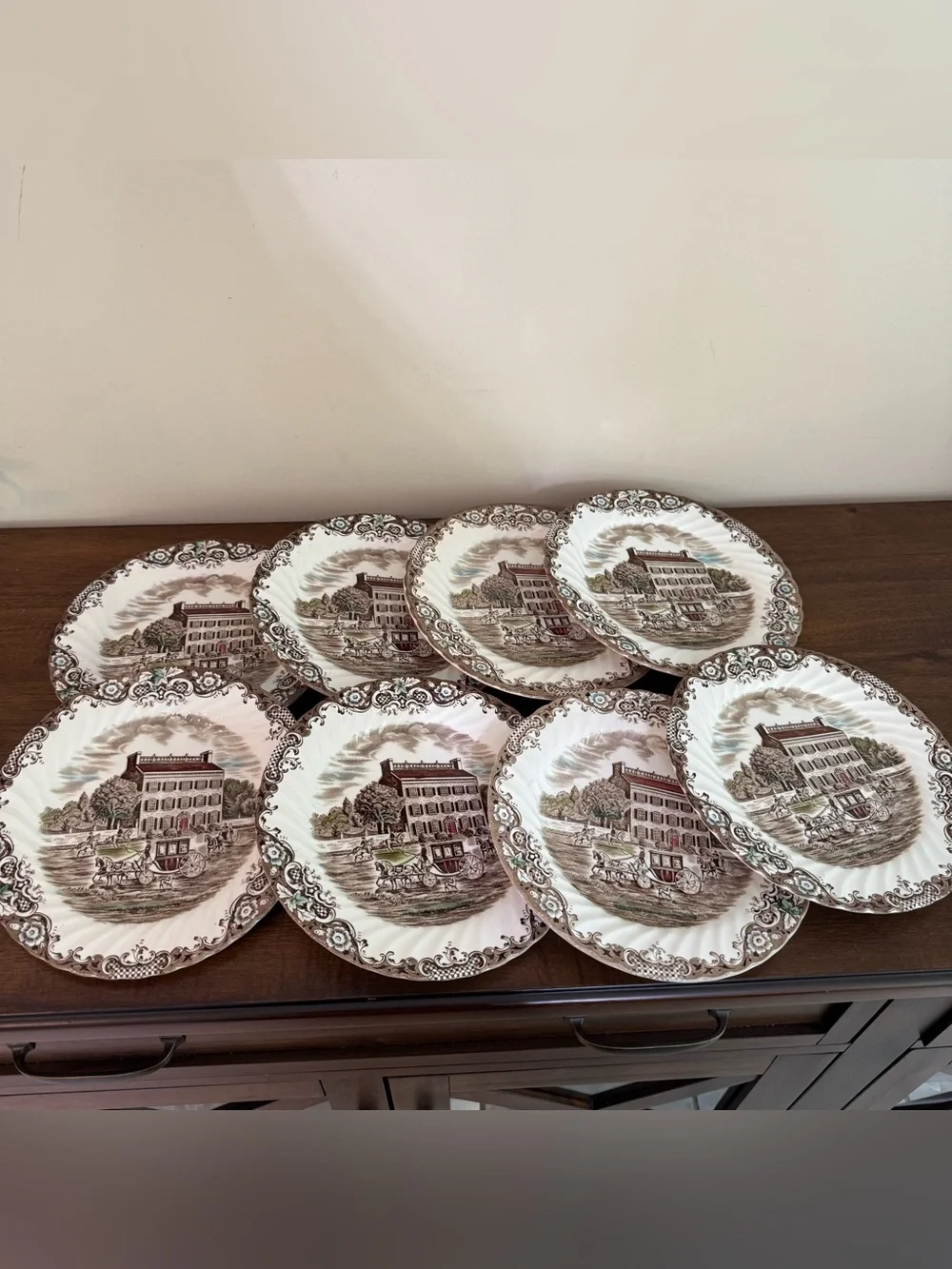Johnson Brothers Heritage Hall 8 Dinner Plates 9.5” Georgian Town House